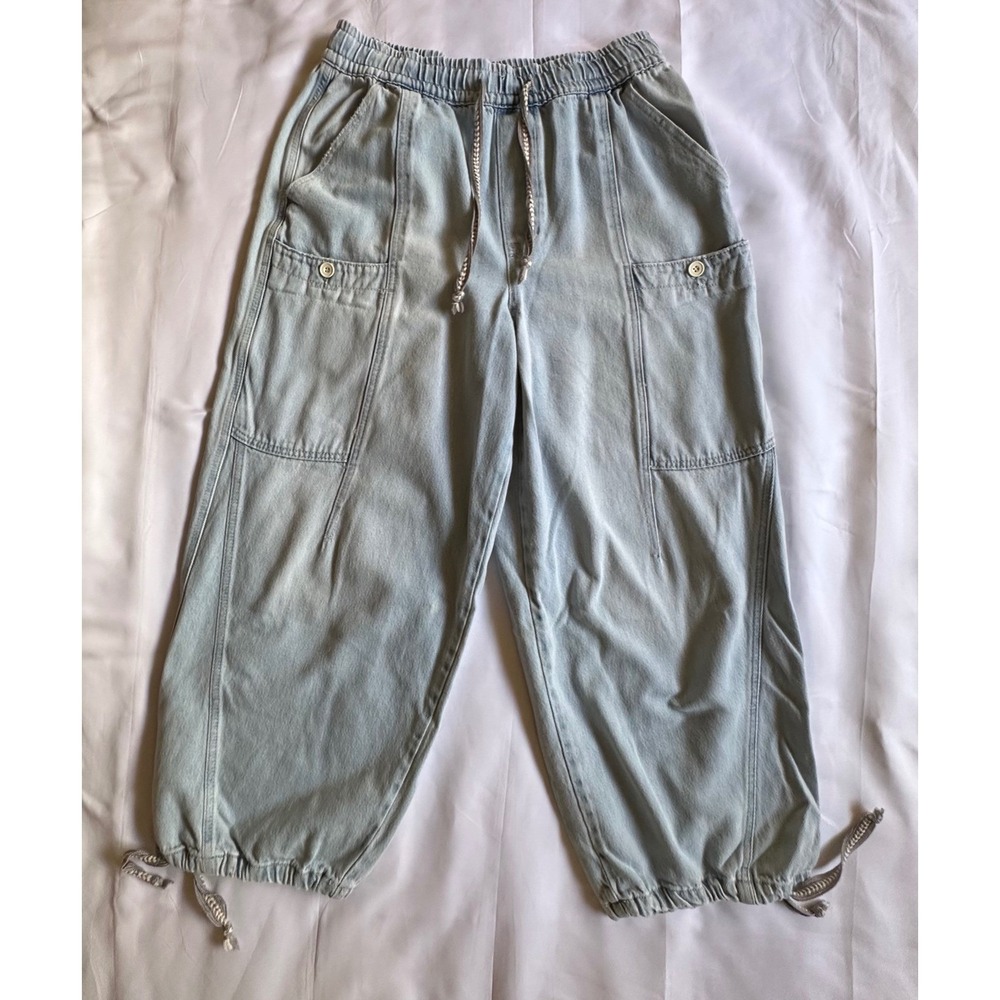 We The Free Free People Barrel Bright-Eyed Low-Slung Jeans in Moonstone Blue M - Picture 4 of 14